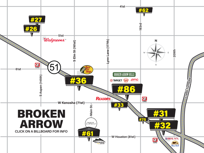 Billboard Locations in Broken Arrow, OK