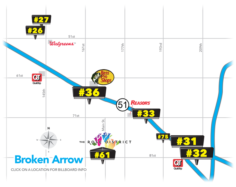 Billboard Locations in Broken Arrow, OK