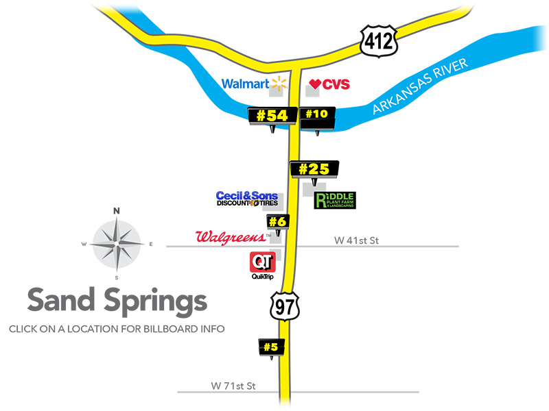 Billboard Locations in Sand Springs, OK